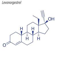 Vektorskelettformel von Levonorgestrel. Droge chemisches Molekül vektor