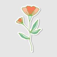 enkel abstrakt handritad blomma. klistermärken med blommor för albumet. vackra blommiga stickers.doodle stil. rita ljusa blommor. vektor illustration.