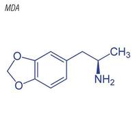 vektor skelettformel för mda. läkemedels kemisk molekyl.