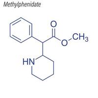 Vektorskelettformel von Methylphenidat. Droge chemisches Molekül vektor