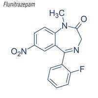 Vektorskelettformel von Flunitrazepam. Droge chemisches Molekül vektor