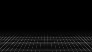 wireframe perspektiv rutnät. vit infinity mesh på svart bakgrund, abstrakt retrostil. vektor illustration.