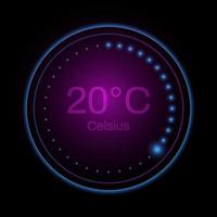 termostatregulator. klimatkontroll med förloppsindikator. temperatur instrumentpanel ui. vektor illustration.