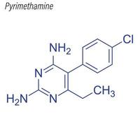 Vektorskelettformel von Pyrimethamin. Droge chemisches Molekül vektor