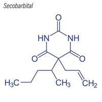 Vektorskelettformel von Secobarbital. Droge chemisches Molekül. vektor