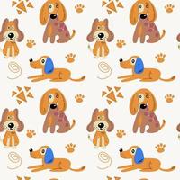 seamless mönster med söta hundar. vektortryck med tecknade abstrakta djur i skandinavisk stil vektor