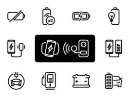 uppsättning svarta vektorikoner, isolerade mot vit bakgrund. illustration på ett tema modern elektrisk teknik vektor