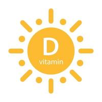 vitamin d text med solikon vektor skönhet, apotek, nutrition hudvårdskoncept för grafisk design, logotyp, webbplats, sociala medier, mobilapp, ui illustration