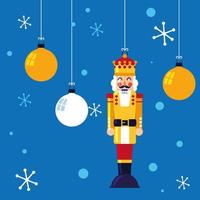 nötknäppare kung leksak hängande med bollar av jul