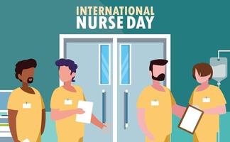 internationell sjuksköterskedag med en grupp yrkespersoner vektor