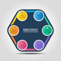Infografik-Design-Business-Konzept mit 6 Optionen, Teile oder Prozesse. vektor