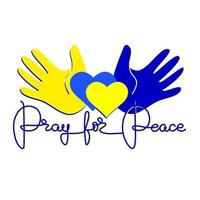 Betet für Frieden, Palmen und Herzen gelb und blau. Vektor. vektor