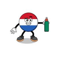niederländische flagge illustrationskarikatur mit mückenschutzmittel vektor