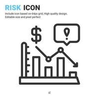 Risiko-Icon-Vektor mit Umrissstil isoliert auf weißem Hintergrund. Vektorgrafik Bankrott Zeichen Symbol Symbol Konzept für digitales Geschäft, Finanzen, Industrie, Unternehmen, Apps und alle Projekte vektor