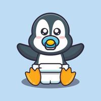 niedliche baby-pinguin-karikatur-vektorillustration vektor