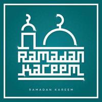 ramadan kareem bakgrund med moské och arabisk kalligrafi mönster användning för sociala medier annonser och banner mall vektor