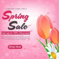 Print Spring Sale Banner Design med tulpaner vektor