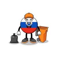 illustration av Rysslands flagga tecknad som en sopor samlare vektor