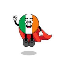 Irland flagga tecknad med flygande superhjälte vektor