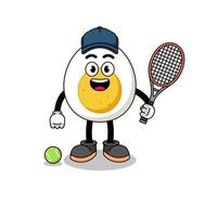 Abbildung eines gekochten Eies als Tennisspieler vektor