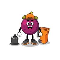 Illustration der Mangostan-Karikatur als Garbage Collector vektor