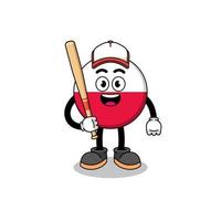 polen flag maskottchen cartoon als baseballspieler vektor