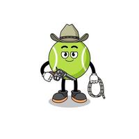 karaktär maskot av tennisboll som en cowboy vektor
