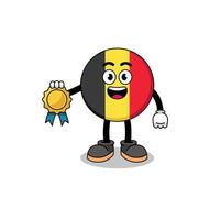 belgien-flaggenkarikaturillustration mit medaille der zufriedenheitsgarantie vektor