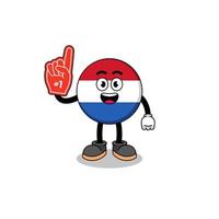 tecknad maskot av Nederländerna flagga nummer 1 fans vektor