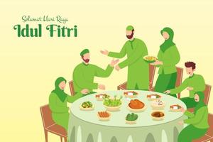 selamat hari raya idul fitri är ett annat språk för glad eid mubarak på indonesiska vektor