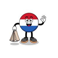 Cartoon des niederländischen Flaggeneinkaufs vektor