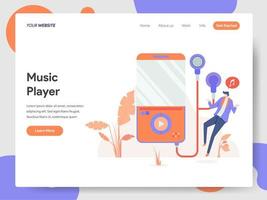 Landningssidamall för musikspelarillustrationbegrepp vektor