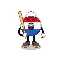Niederlande Flagge Maskottchen Cartoon als Baseballspieler vektor