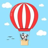 Illustration des niedlichen Pandas im Heißluftballon vektor