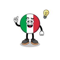 Italien flagga tecknad med få en idé pose vektor