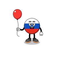 karikatur der russischen flagge, die einen ballon hält vektor