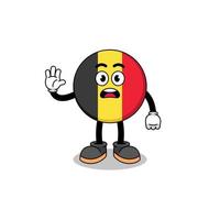 Belgien flagga tecknad illustration gör stop hand vektor