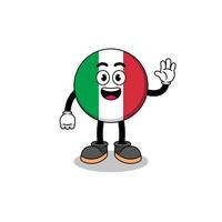Italien flagga tecknad gör våg hand gest vektor