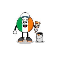 karaktär maskot av Irland flagga som en målare vektor