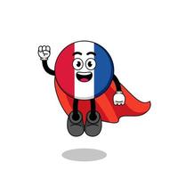 Frankrike flagga tecknad med flygande superhjälte vektor