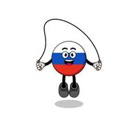 Rysslands flagga maskot tecknad film spelar hopprep vektor