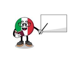maskottchenkarikatur des italien-flaggenlehrers vektor