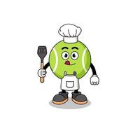 maskottchenillustration des tennisballchefs vektor