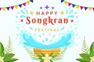 songkran festival horisontell banner bakgrundsillustration i platt stil vektor