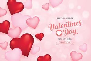 Valentinstag-Verkaufshintergrund mit Herz. Vektor-Illustration. Tapeten, Flyer, Einladungen, Plakate, Broschüren, Banner vektor