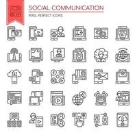 Satz Schwarzweiss-Ikonen der sozialen Kommunikation vektor