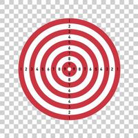 Ziel für Schießbrett. Kreise und Zahlen für das Training im Waffenschießblatt. leer für Spiel. Vektor