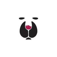 Wein und Bär einfaches Logo-Design vektor