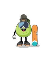 Maskottchen-Karikatur des Guaven-Snowboardspielers vektor