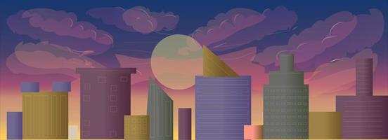 solnedgång stad illustration vektor